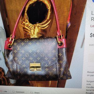 COPY - Louis Vuitton Shoulder bag. Brown vinyl with burgundy leather accents